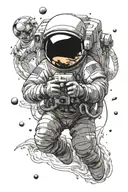 Astronaut floating in intergalactic love  tattoo design idea
