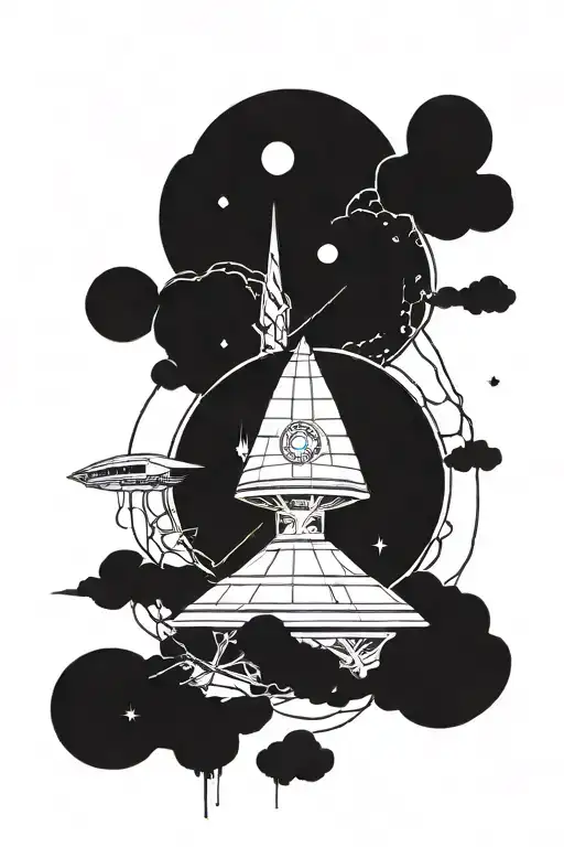 Combine elements from 'Master and Margarita' and 'Star Trek' to create a unique sci-fi literary tattoo design tattoo design idea
