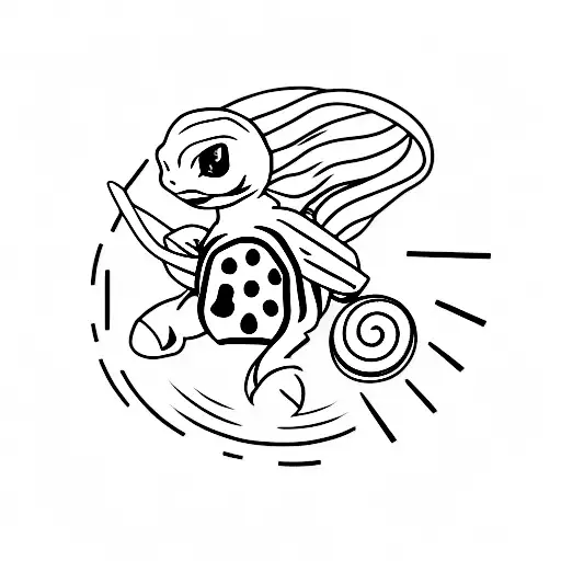 squirtle with two middle fingers tattoo design idea