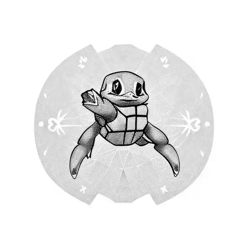 badass squirtle two middle fingers tattoo design idea
