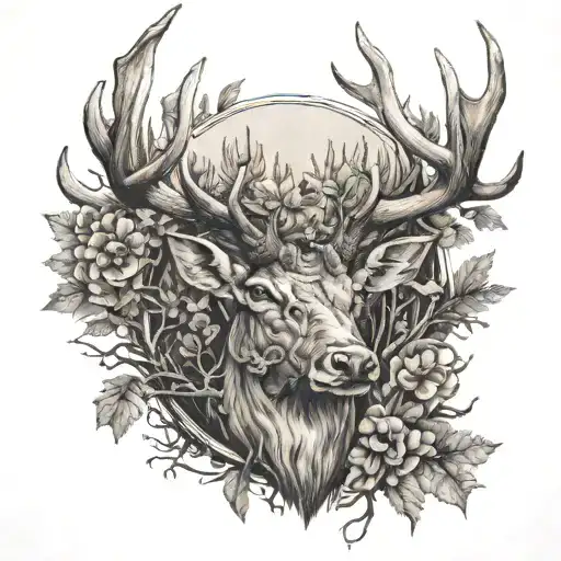 antlers surrounded tattoo design idea