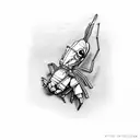 A pistol shrimp conducting an orchestra tattoo design idea