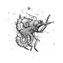 A pistol shrimp conducting an orchestra tattoo design idea