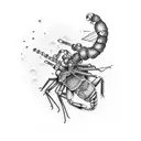 A pistol shrimp conducting an orchestra tattoo design idea
