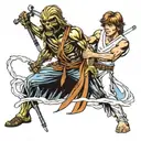 iron maiden eddie fighting luke skywalker tattoo design idea