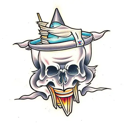 wizard eating sandwich tattoo design idea