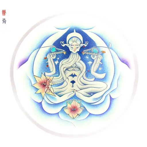 libra constalation with morning glory flower for stars with wanning moon tattoo design idea