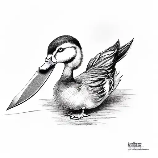 duck with knife tattoo design idea