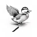 duck with knife tattoo design idea