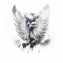 indian eagle fight one wolf tattoo design idea