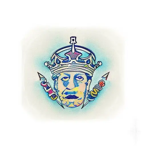 Pair of tattoos Queen crown with letter E and King crown with letter G. Ying Yang symbol underneath. tattoo design idea