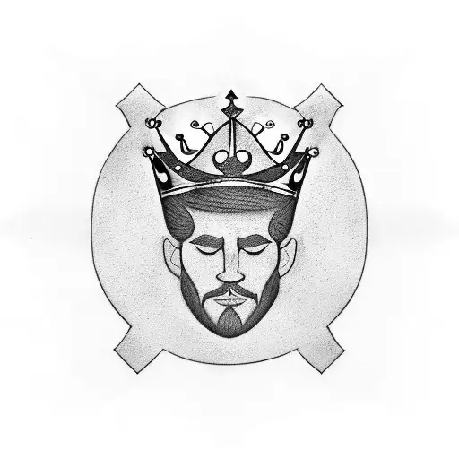 Pair of tattoos Queen crown with letter E and King crown with letter G. Ying Yang symbol underneath. tattoo design idea