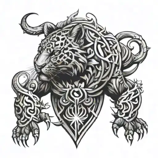 Five double alpha tattoo design idea