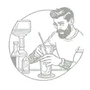 Bartender mixing drinks with a camera lens as a shaker tattoo design idea