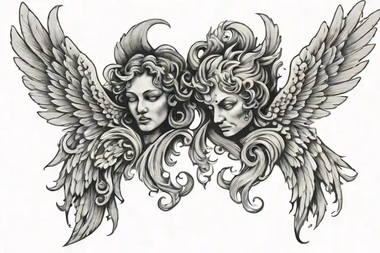 Angel and devil wings tattoo design idea