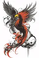 Phoenix rising from flames tattoo design idea