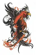 Phoenix rising from flames tattoo design idea