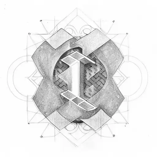 combination of letter R and N  tattoo design idea