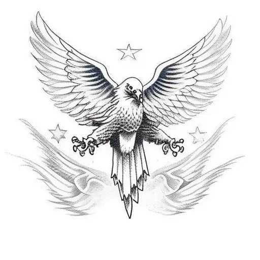 eagle flying open wings tattoo design idea