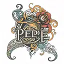 pepe name written tattoo design idea