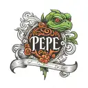 pepe name written tattoo design idea
