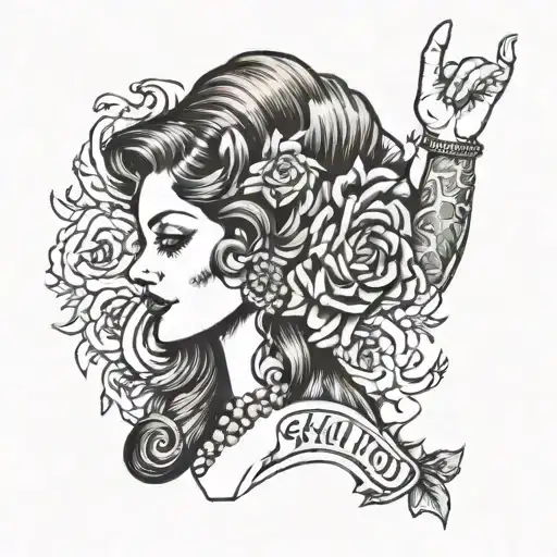 old school tattoo women bend down the head holding hands tattoo design idea