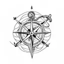 anchor lighthouse compass rope tattoo design idea
