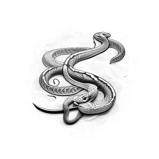 Snake with sword tattoo design idea