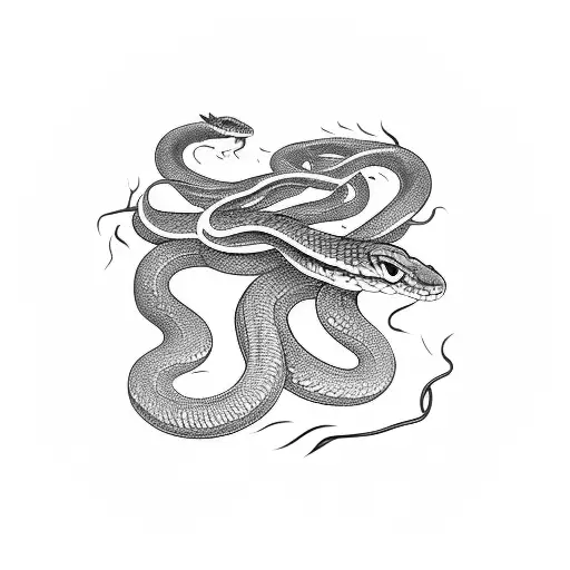 Snake biting crawling on a sword tattoo design idea