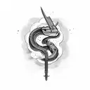 Snake with sword tattoo design idea