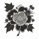 a hand reaching a four leaf clover through thorns. black and white, simple tattoo design idea