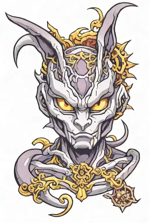 Mewtwo oni mask tattoo design idea