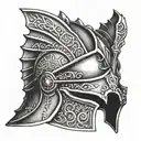 damaged gladiator helmet tattoo design idea
