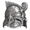 damaged gladiator helmet tattoo design idea