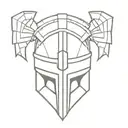 broken gladiator helmet tattoo design idea