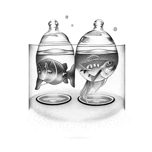 Two lost souls swimming in a fishbowl tattoo design idea