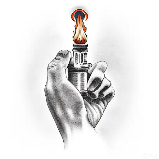 hand holding a torch tattoo design idea