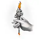 hand holding a medieval torch tattoo design idea