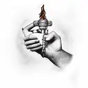 hand holding a medieval torch tattoo design idea