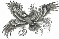 asian phoenix soaring tattoo design idea