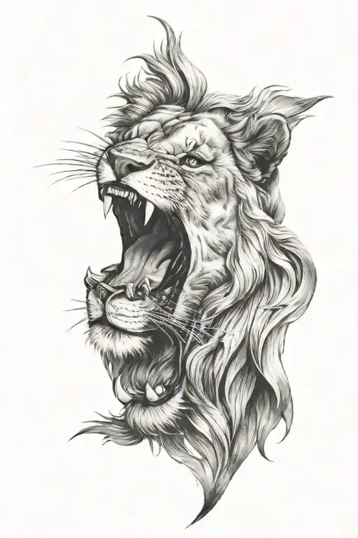 Lion face loooking to the sky full body tattoo design idea