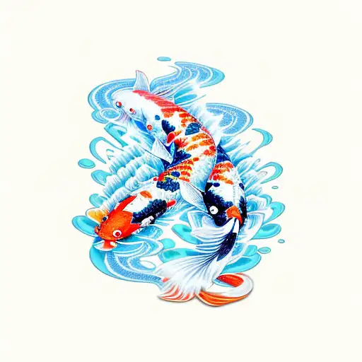 Koi Fosh and Japenese Letters  tattoo design idea