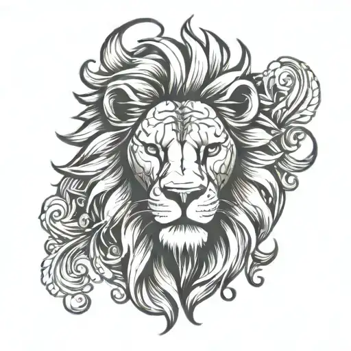 Lion face, text: BNWO tattoo design idea