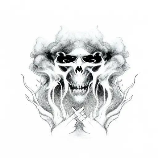 ghost with smoke tattoo design idea