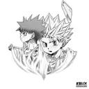 Gon and Killua from Hunter x Hunter fighting training tattoo design idea