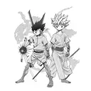 Gon and Killua from Hunter x Hunter fighting training tattoo design idea