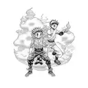 Gon and Killua from Hunter x Hunter fighting training tattoo design idea