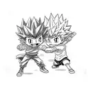 Gon and Killua from Hunter x Hunter fighting training tattoo design idea