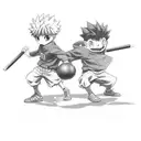 Gon and Killua from Hunter x Hunter fighting training tattoo design idea