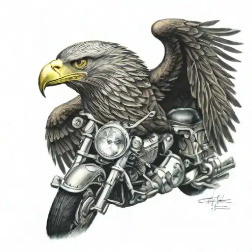 eagle on harley davidson motorcycle tattoo design idea